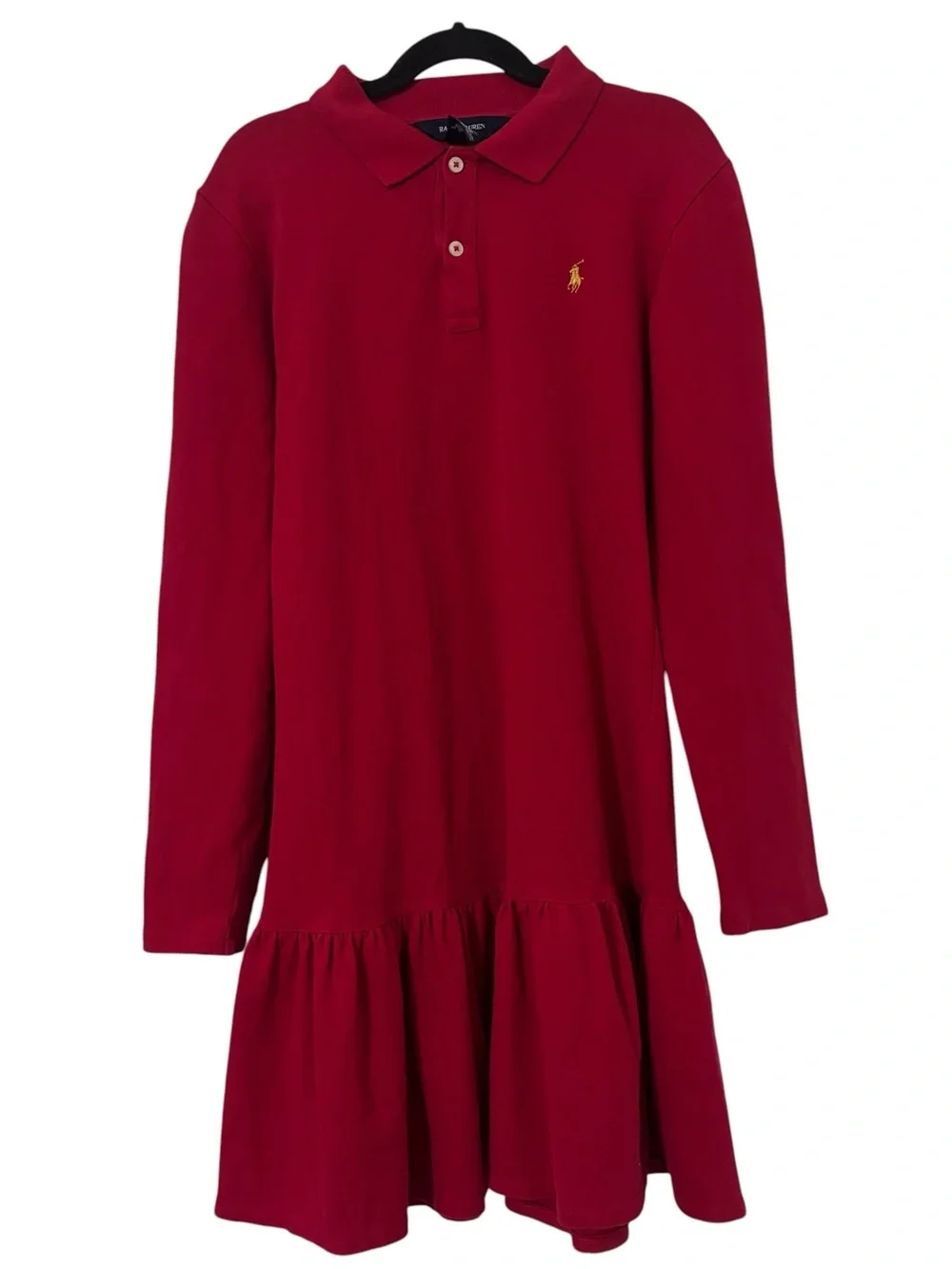 Ralph Lauren Girls Long-Sleeve Ruffled Polo Dress size XL 16